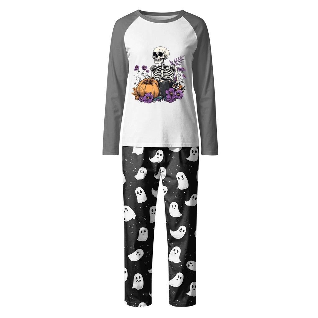 День Хэллоуина Принты Семейный Комплект с Длинным Рукавом (Топы+Брюки) Семейные Комплекты