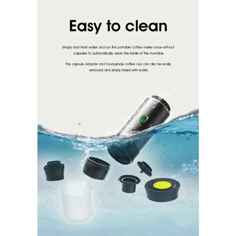 Wireless Electric Portable Espresso Coffee Machine for Car & Home Camping Coffee Maker 3-in-1 Capsule Powder Travel Coffee Maker