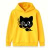 Детская худи с принтом милого черного кота для мальчиков и девочек, мягкая, повседневная, с длинным рукавом, с капюшоном, для малышей, молодежи, для ежедневной носки, в школу, на улицу
