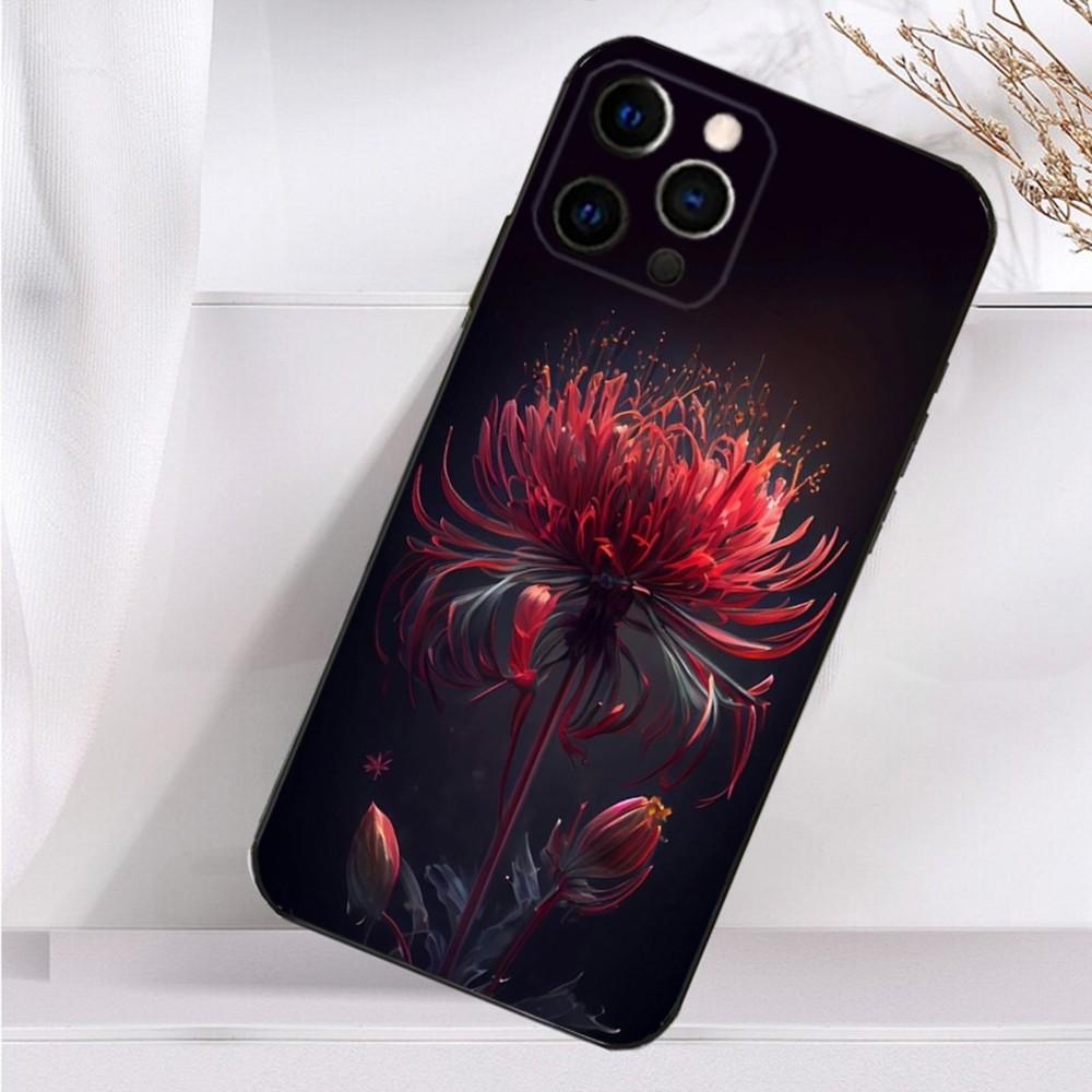 Чехол для телефона 'Красный паучий лилия' для iPhone 16,15,14,13,12,11 Plus,Pro Max,XS,X,XR,SE,Mini,8,7 Мягкий силиконовый черный чехол