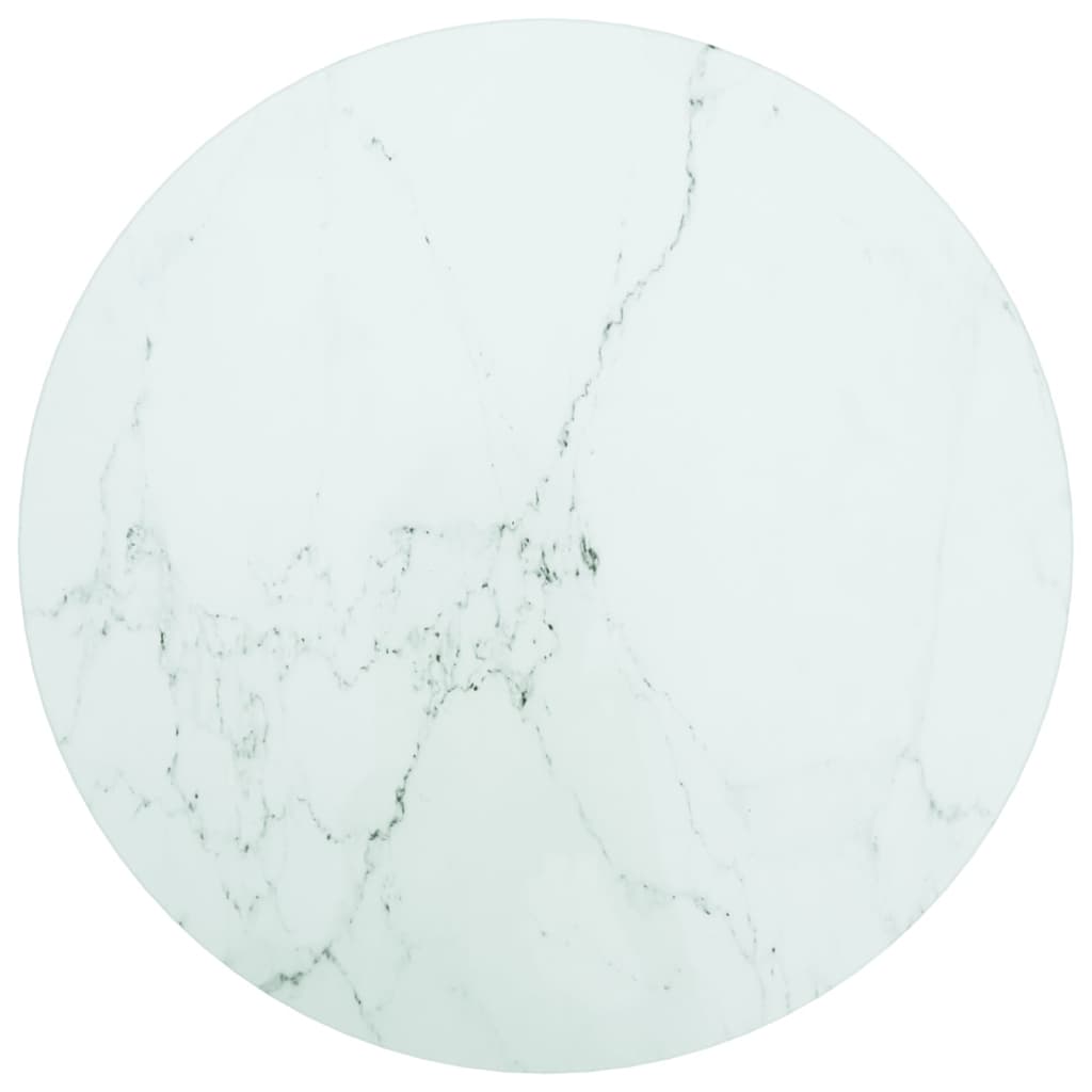 Vidaxl Blat Do Stołu, Biały, Ø40X0,8 Cm, Szkło Ze Wzorem Marmuru