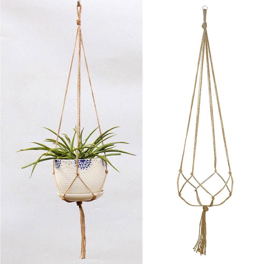 1pc Flower Pot Hemp Rope Hanging Net Straw Macrame Plant Hanger Garden Holder Legs Hanging Rope Basket Garden Balcony Decor