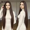 38 Inch Long Straight Synthetic Lace Front Wig Dark Brown Heat Resistant Lace Frontal Wig Natural Looking Glueless Wig For Women