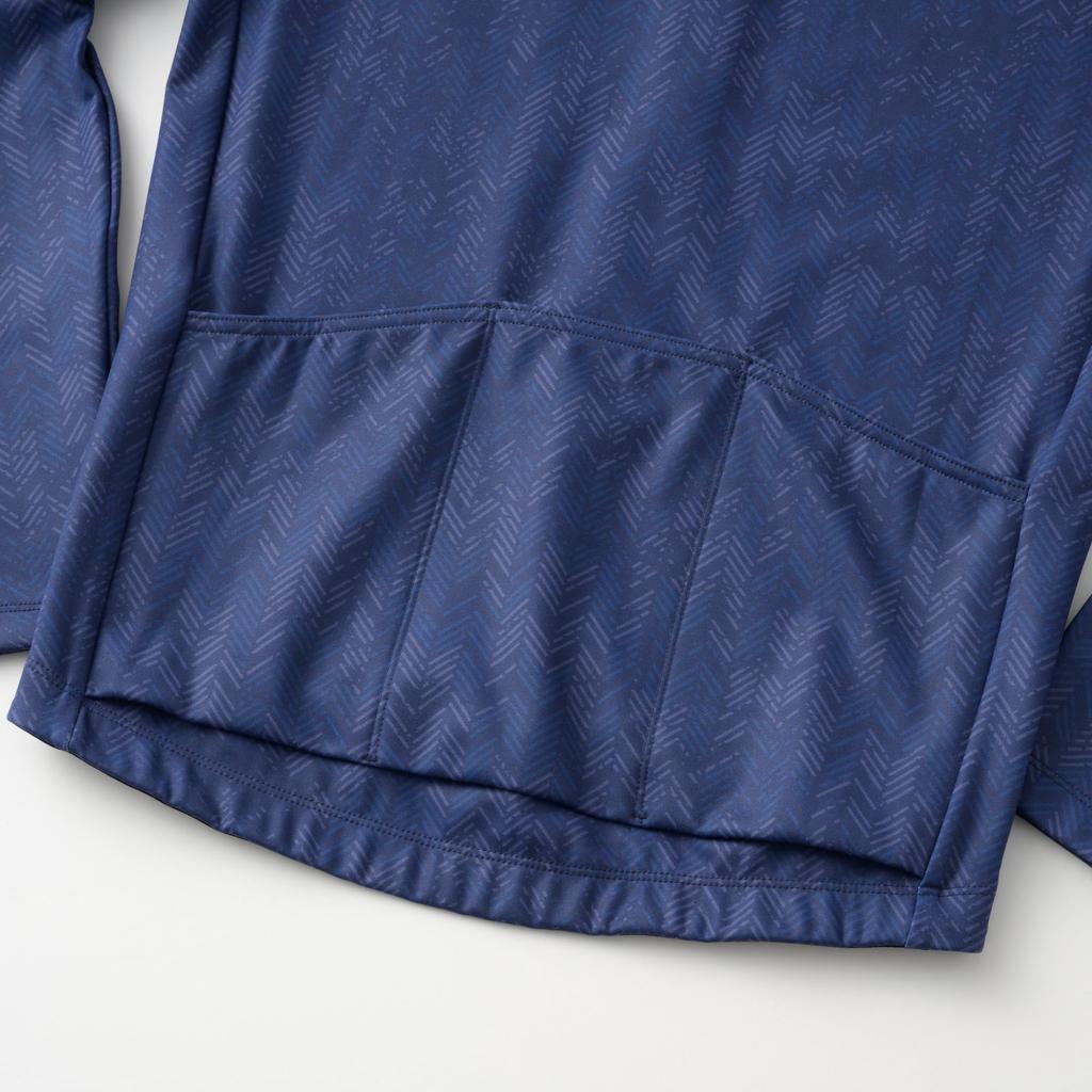 Kapelmuur Cycling Long Sleeve Jersey Warm Fade Navy Blue (10-15°C), Herringbone,