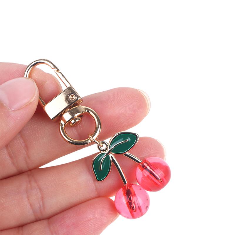 Charm Diy Jewelry Gifts Lovely Cherry Keychain Simulated Fruit Keyring Pendants For Women Girls Handbag Decoration