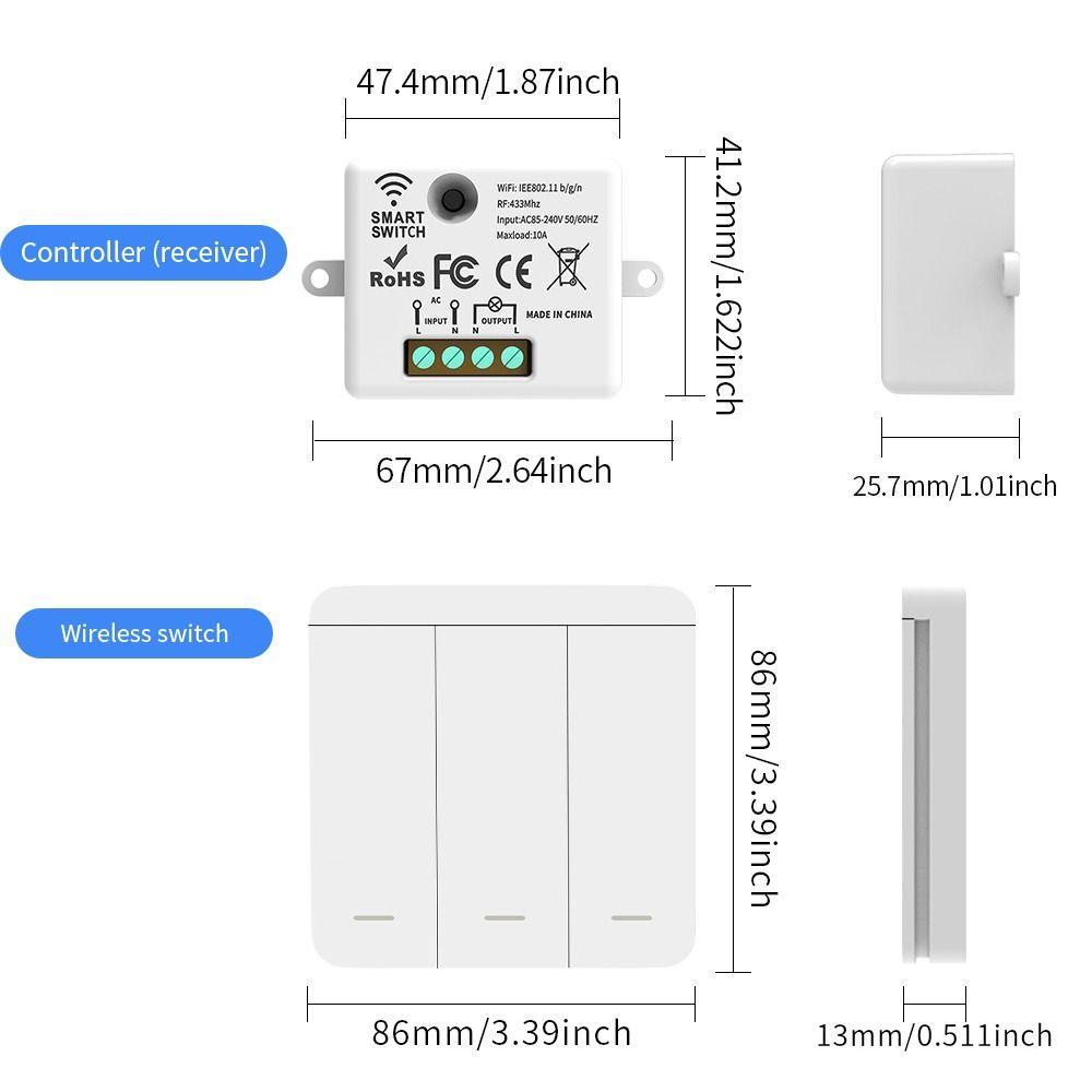 AC85-265V Wireless Smart Switch 1/2/3Gang Remote Control Switch Wall Panel Switch Home Automation
