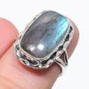 Ювелирное кольцо из натурального лабрадорита ручной работы из твердого серебра 925 пробы, размер 6 u4g89