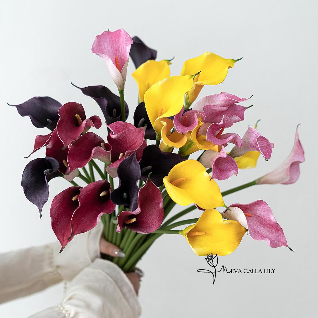 Premium EVA Calla Lily Faux Flower with 47cm Long Stem for Wedding Bouquets & DIY Arrangements