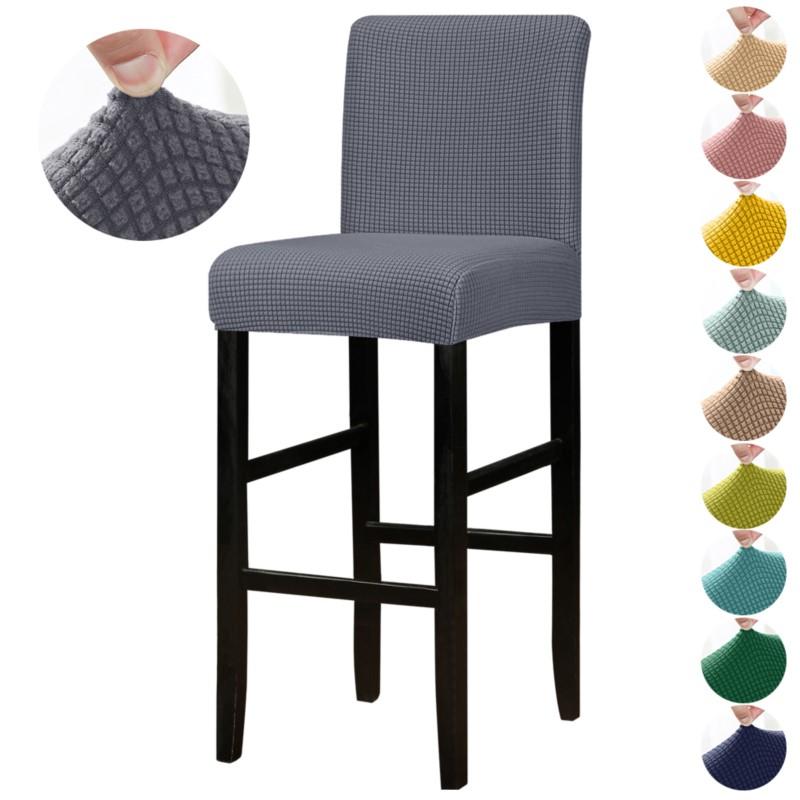 Solid Bar Chair Cover Short Back Bar Stool Slipcover For Hotel Banquet Dining Room Small Size Seat Protector