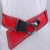 Red Wide Leather Waist Belt: Women's Korean, European & American Style Elastic Accessory