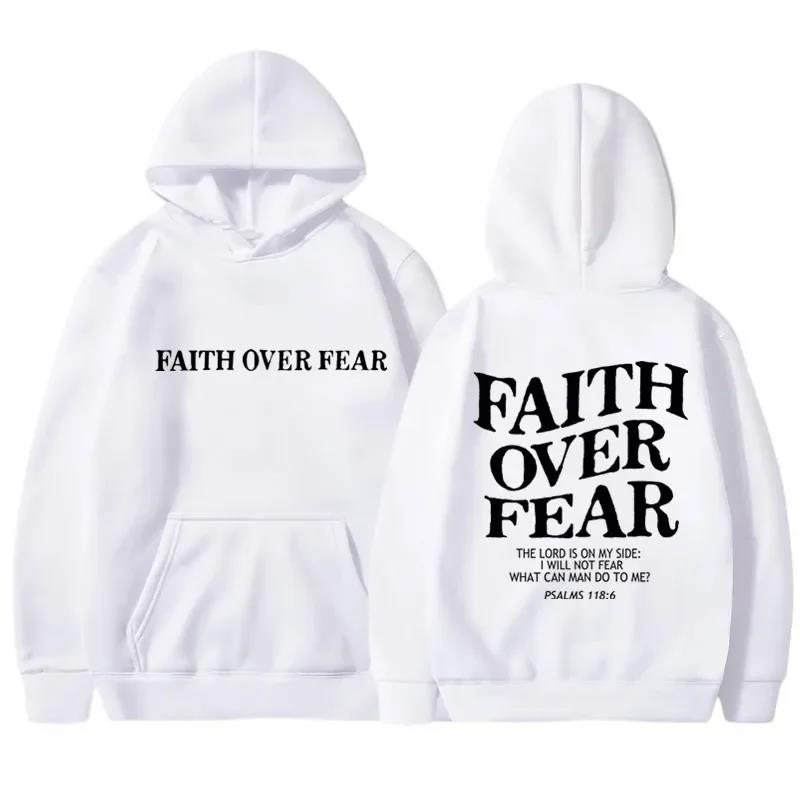 Толстовки с принтом FAITH OVER FEAR для мужчин и женщин, повседневные толстовки с капюшоном с длинным рукавом, хип-хоп, толстовка Harajuku, мужские топы и толстовки Y2k
