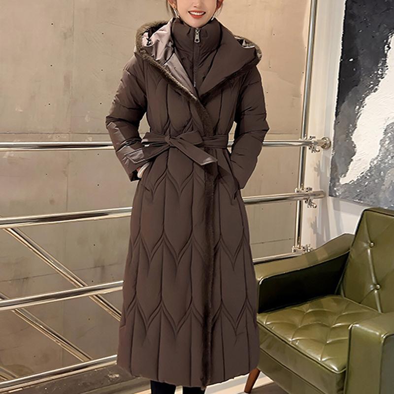 Plus Size L-7XL Fashion Winter Jackets Woman Long Parkas Hooded Loose Thick Warm Overcoat Casual Women's Coats With Belt