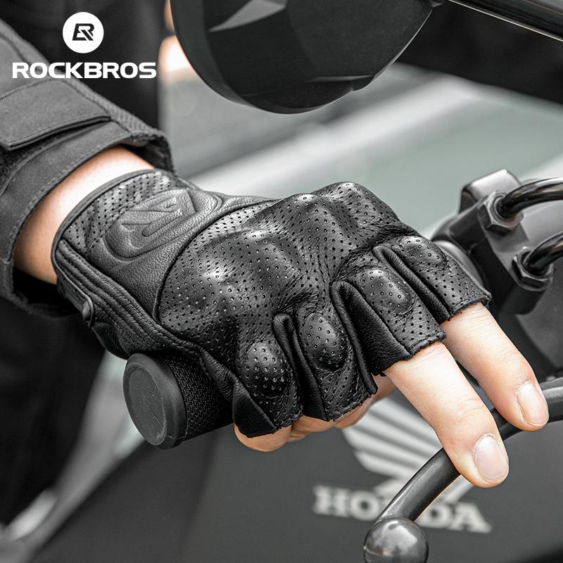 ROCKBROS Мотоперчатки с укороченными пальцами Гелевая защита Велосипедные перчатки без пальцев Дышащие Спортивные гоночные летние перчатки