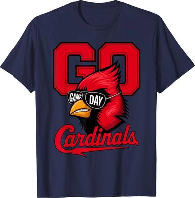 Ретро Футболка 'Go Cardinals' для Игрового Дня Мужская Женская
