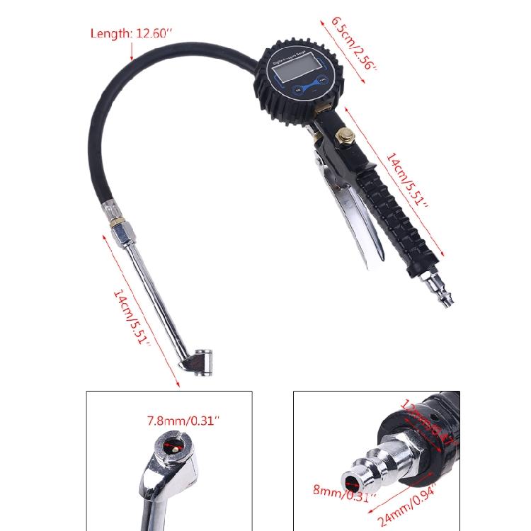 Digital Tire Inflator Pressure Gauge 200 PSI Heavy Duty for Cars Trucks Bicycle