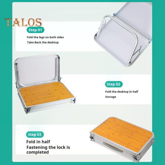 Складной стол для пикника на открытом воздухе, легкий, прочный, алюминиевая рама, бамбуковая столешница, для кемпинга, пешего туризма, походов, барбекю, портативный складной стол