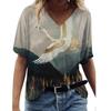 Summer V-neck 3D Abstract Printed Top Fashionable Casual Short Sleeved Women's T-shirts