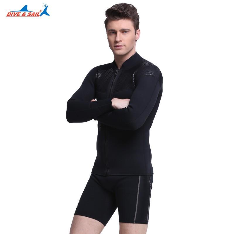 Mens 3mm Thickened SCR Neoprene Wetsuit Top With Front Zipper Diving Snorkeling Swimming