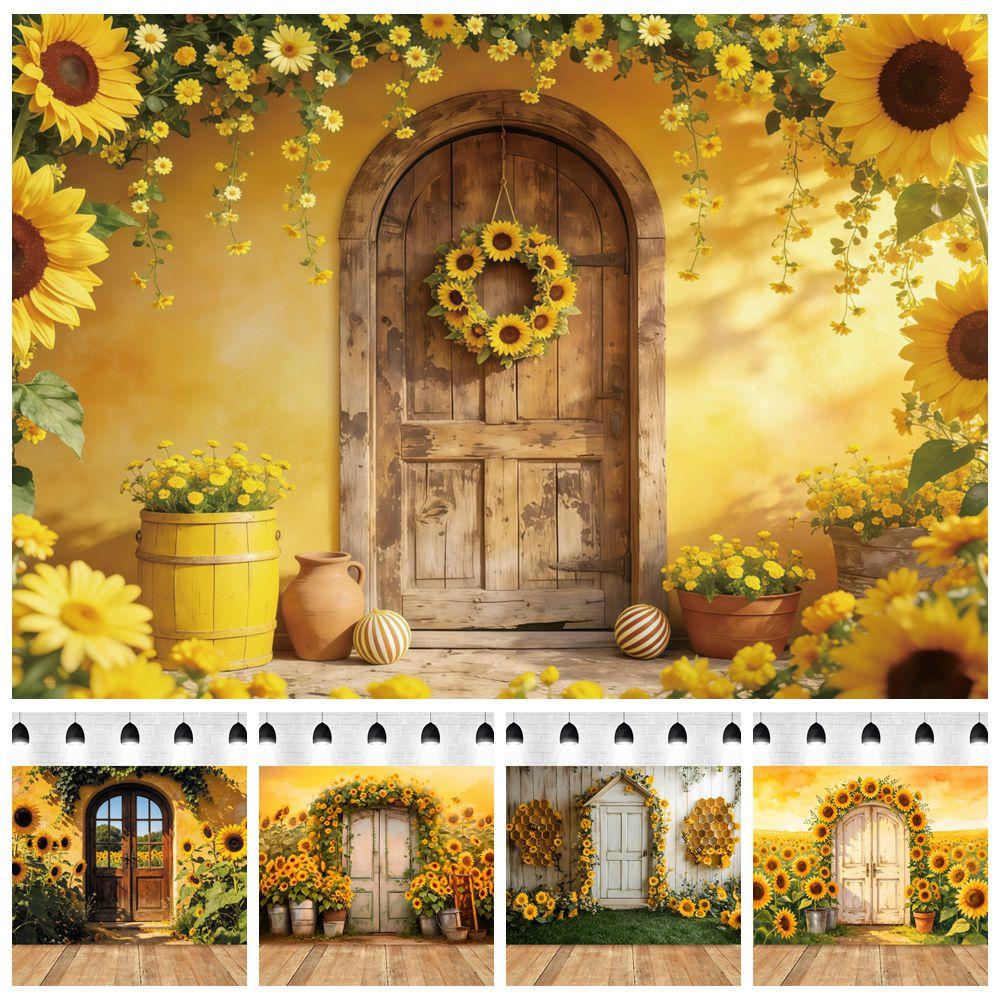 Sunflowers Backdrop Yellow Flowers Baby Shower Kids Birthday Party Kids Portrait Photography Background Banner Photo Studio Prop