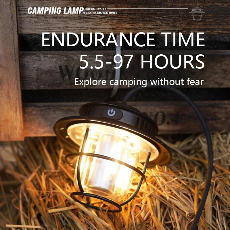Multifunctional Retro Camping Light Portable Rechargeable USB Waterproof Camping Tent Light Lighting Camping Atmosphere Light