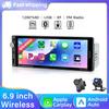 1DIN 6.9'' CarPlay Android Auto Беспроводная/Проводная Универсальная Автомагнитола MP3 MP5 Мультимедиа FM Стерео 1 DIN USB TYPE-C Быстрая Зарядка