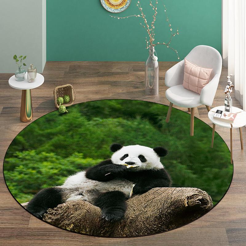 Милый напольный коврик с пандой для детей, круглый детский ковер для комнаты, супер мягкий коврик из микрофибры, губчатый коврик для спальни, моющийся кавайный декор