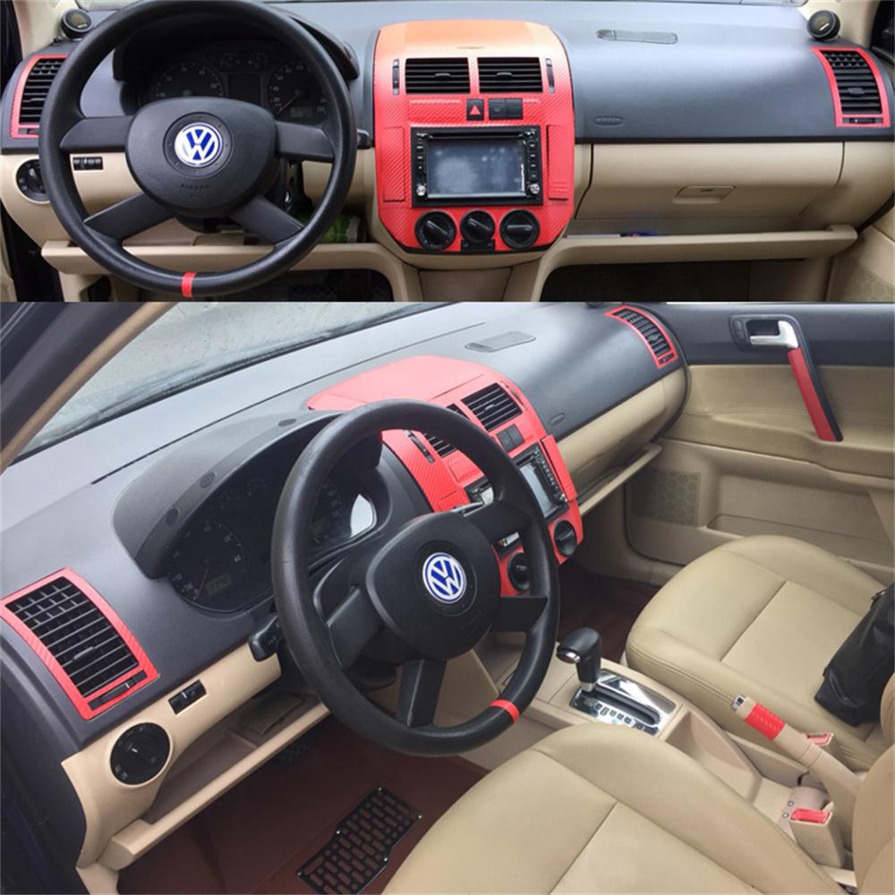 Для Volkswagen Polo 2002-2010 внутренняя центральная панель управления дверная ручка 5D наклейки из углеродного волокна наклейки аксессуары для стайлинга автомобиля