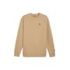Solid Color Logo Casual Loose Knit Crewneck Sweatshirt Men Sweatshirt Khaki 681288-83