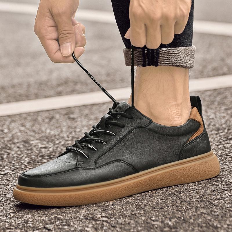 Мужские повседневные кожаные кроссовки для ходьбы на открытом воздухе на плоской подошве, дизайнерские туфли-оксфорды из натуральной кожи, нескользящие, удобные, вулканизированные кроссовки