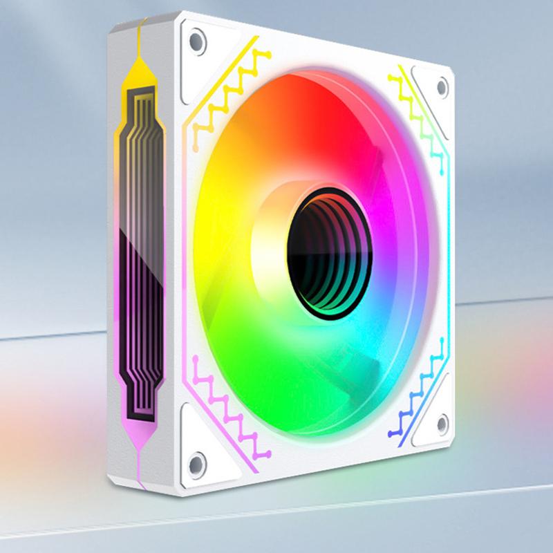 12Cm Argb Computer Case Mute Fans Pc Tower Silent Air Cooler Pwm 4Pin High Speed 1600 Pwm Dc12V Mirror Effect Cooling System