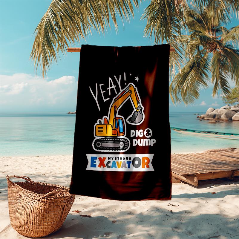 Ultra-Soft Beach Towel with excavator Theme,Ideal for Pool - Camping, Diving - Perfect Travel Essential, Vibrant Beach Towel.
