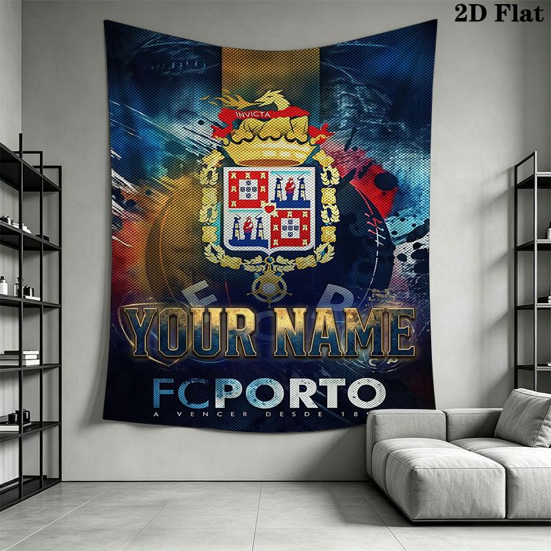 Custom Fc Porto Wall Hanging Printed Fabric Blanket Decorative Tapestries for Bedroom Living Room Home Decor