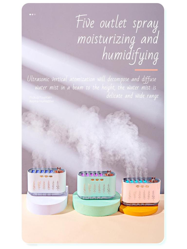Silent Cross-Border Humidifier with Five-Hole Spray & Dynamic Seven-Color Aromatherapy