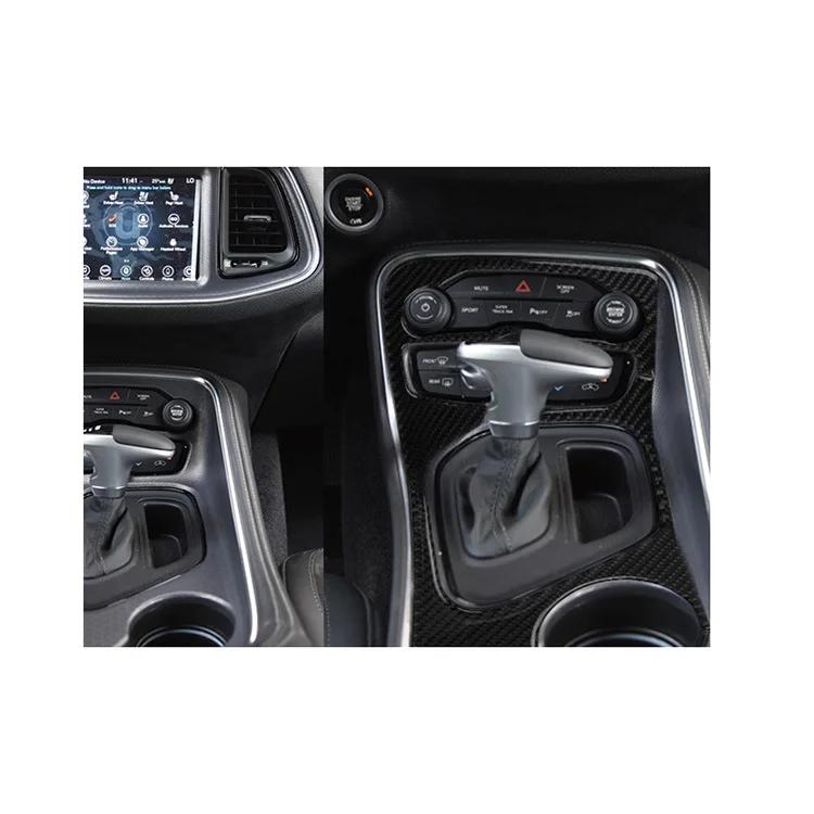 For Dodge Challenge 2015 2016 2017- 2024 Accessories Carbon Fiber Interior Central Control Gearbox Panel Decoration Sticker 5D