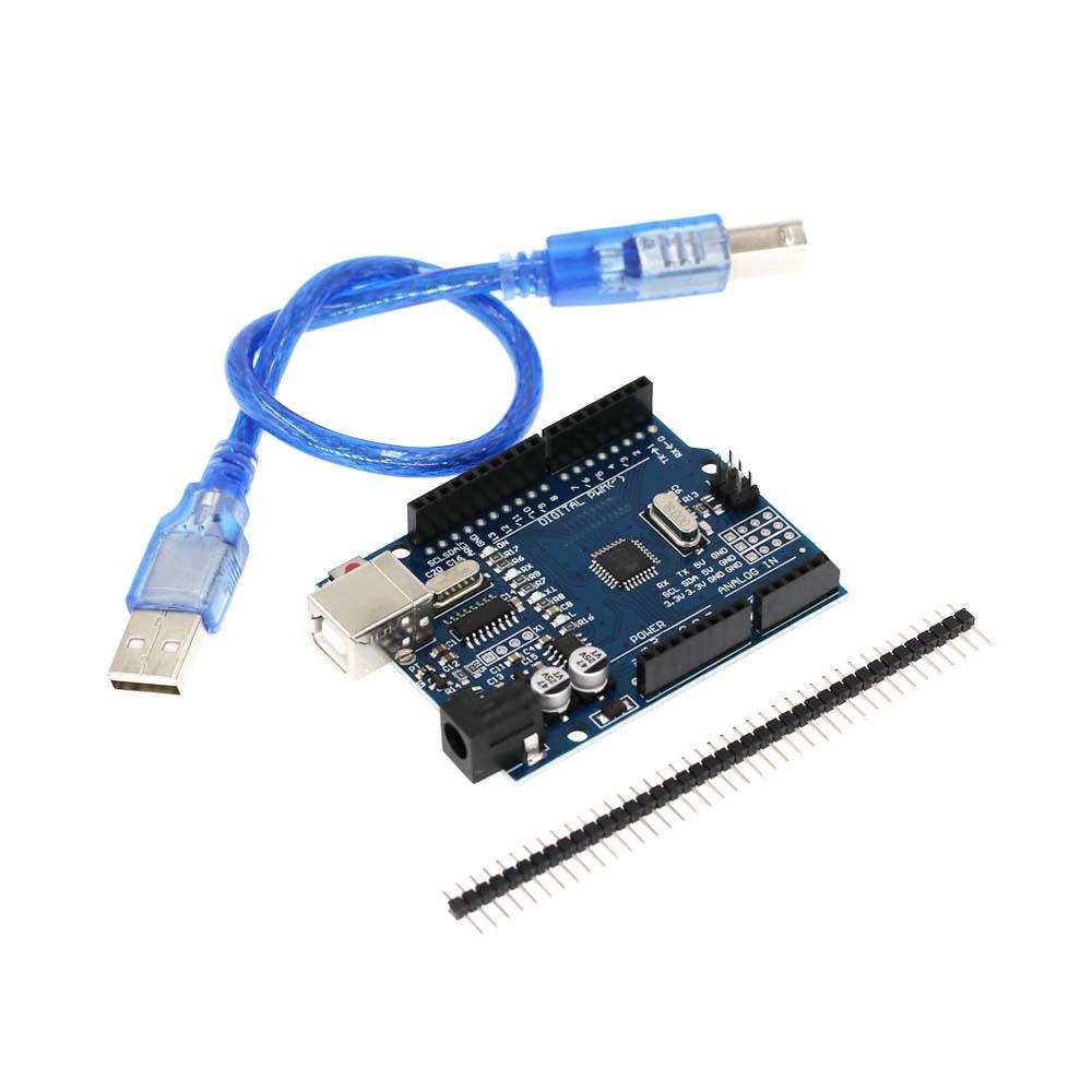 Улучшенный UNO R3 (CH340G) с кабелем передачи данных и штыревым разъемом