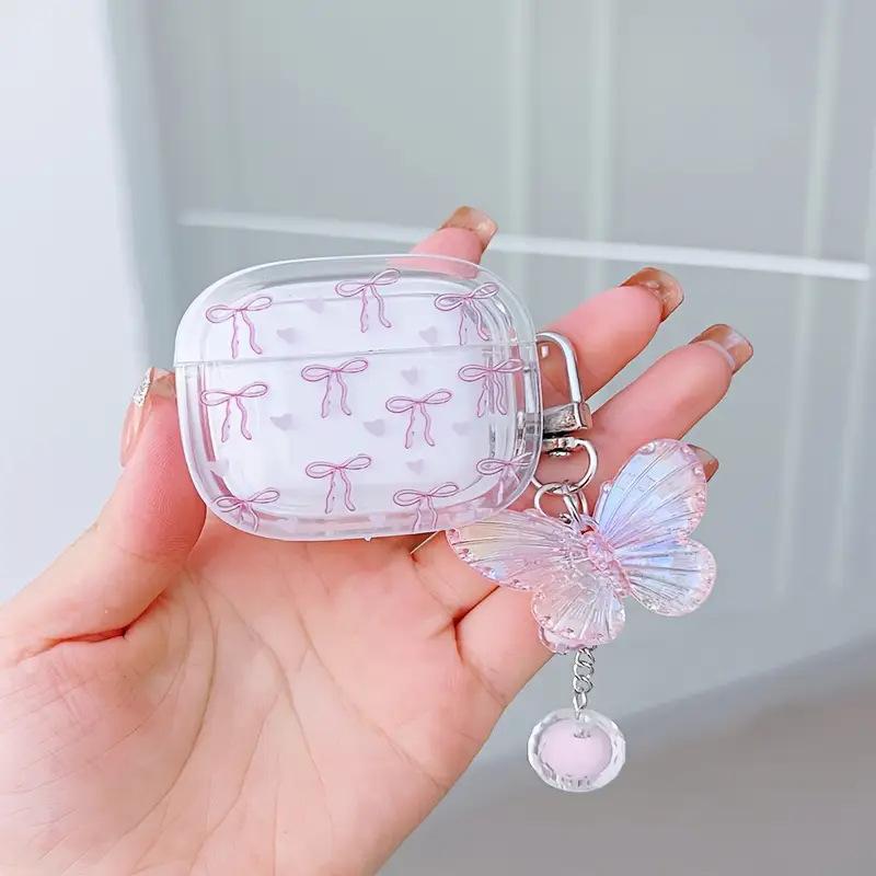 Круглая окантовка, чехол для наушников с узором в виде банта для AirPods 1/1 и AirPods 1/Pro поколения