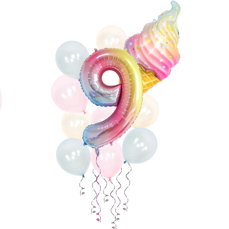 Мороженое День рождения Украшения Детские игрушки Baby Shower Одноразовая посуда Бумажные тарелки Стаканы Воздушные шары Флаги Товары для вечеринок