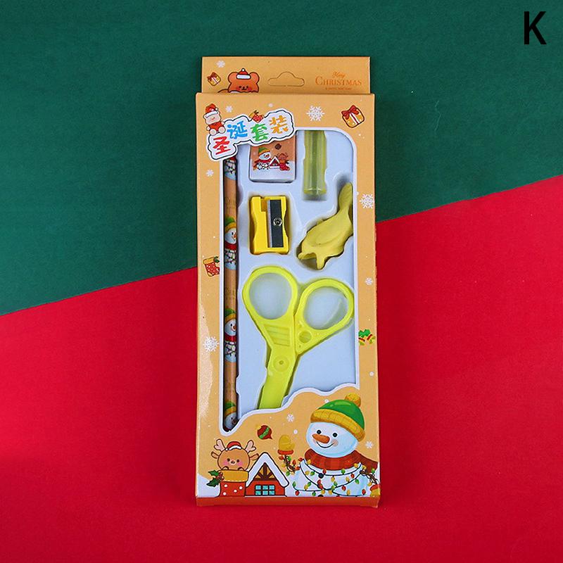1 комплект рождественских канцелярских принадлежностей для детей, мультяшные карандаши, ластик, линейка, блокноты, набор ножей и карандашей, школьные принадлежности, подарок на день рождения