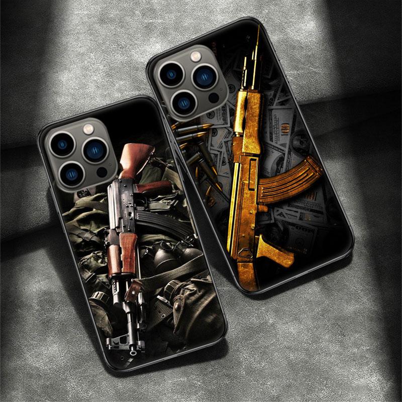 Прочный и надежный чехол для телефона AK47 для Apple iPhone 16E 16 Pro Max 15 Plus Мягкий 13 12 Mini Чехол 11 14 Pro Max Capa 8 7 SE Sh