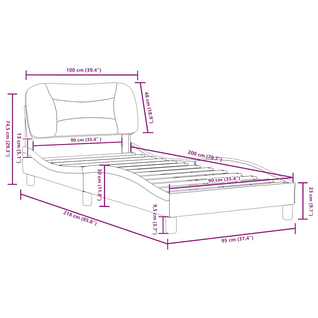 Bed Frame without Mattress Hvar Dark Grey 90 x 200 cm Fabric