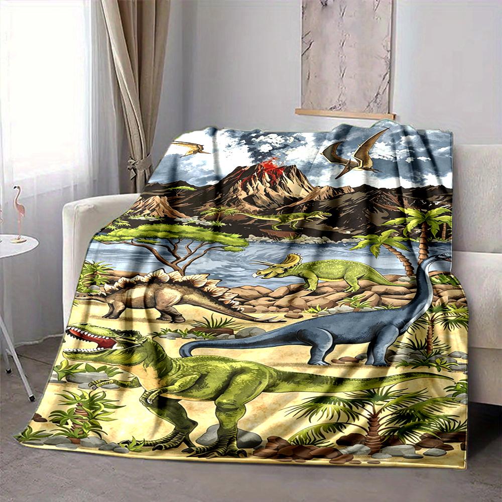 1Pc Dinosaur World Adventure Blanket Soft And Comfortable Casual Warm Camping Travel Christmas Halloween Xmas Gift M928347