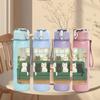 1PC Indoor Cat Family Scene 750ml Color Plastic Sports Water Bottle Leakproof Flip Straw Lid Suitable for Sports Office Home Use