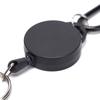 Black Retractable Key Chain Reel Steel Cord Recoil Belt Key Ring Badge Holder