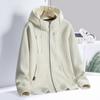 Women Fleece Hoodies Sweatshirt Winter Jacket Breathable Leisure Walk Warm Hooded Zipper Top Lady Coat