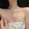 Французское жемчужное двухслойное ожерелье - Женская роскошная ключичная цепочка