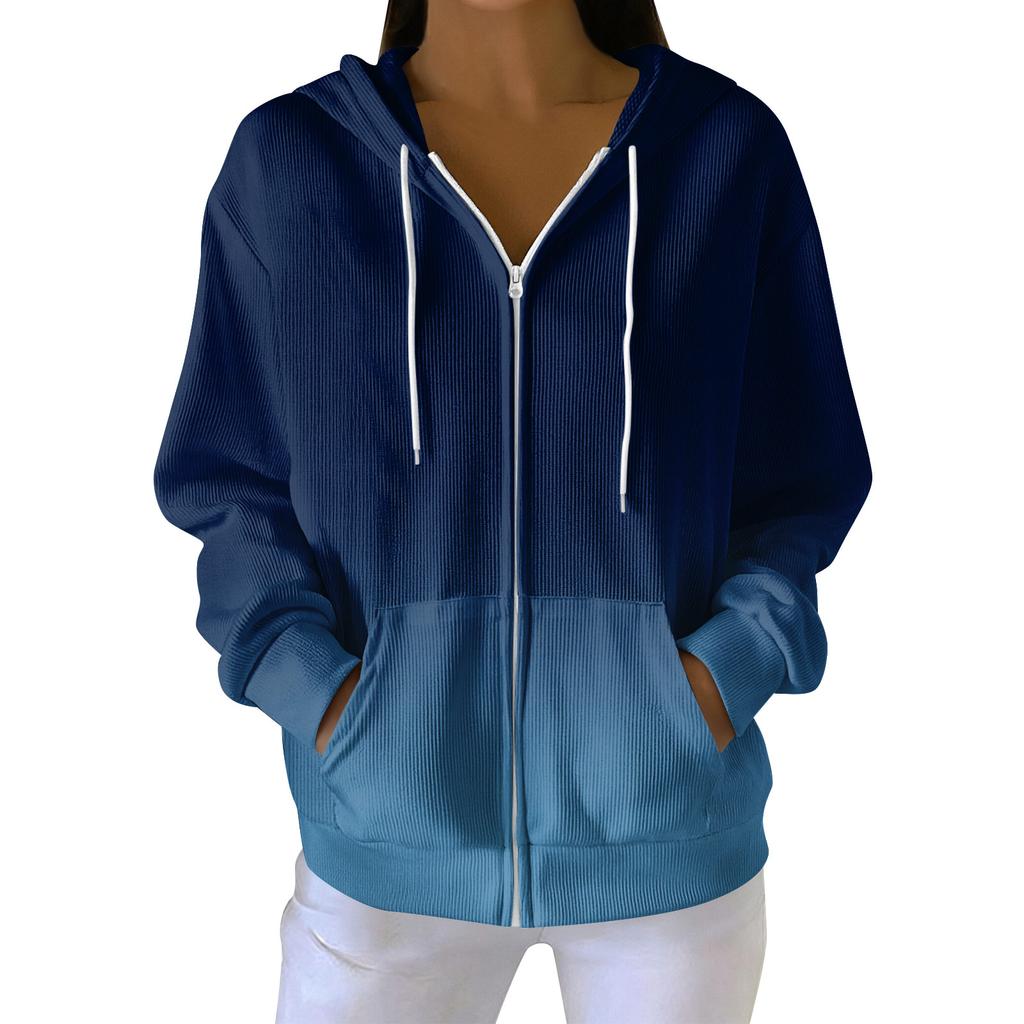 Women's Casual Fashion Long-Sleeved Zip-Up Christmas Print Knitted Hoodie