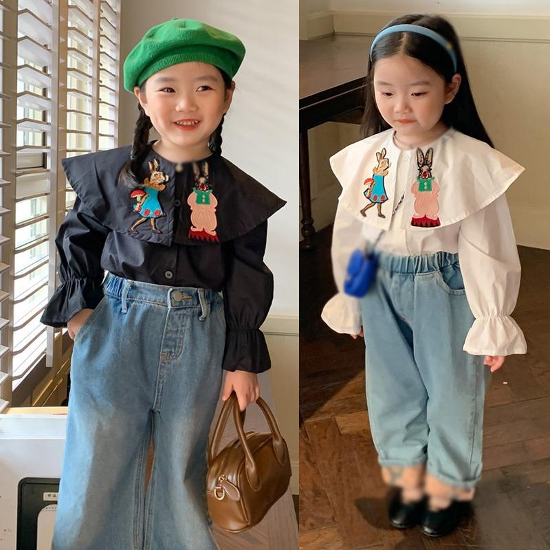 Детская рубашка, однобортный, с пышными рукавами, приятный для кожи и дышащий базовый топ