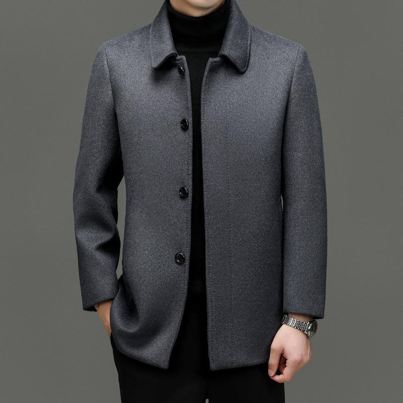 Wool Coat Autumn and Winter Daddy Suit New Style Middle-aged and Elderly Men's Mid-length Wool Coat Business Casual Lapel