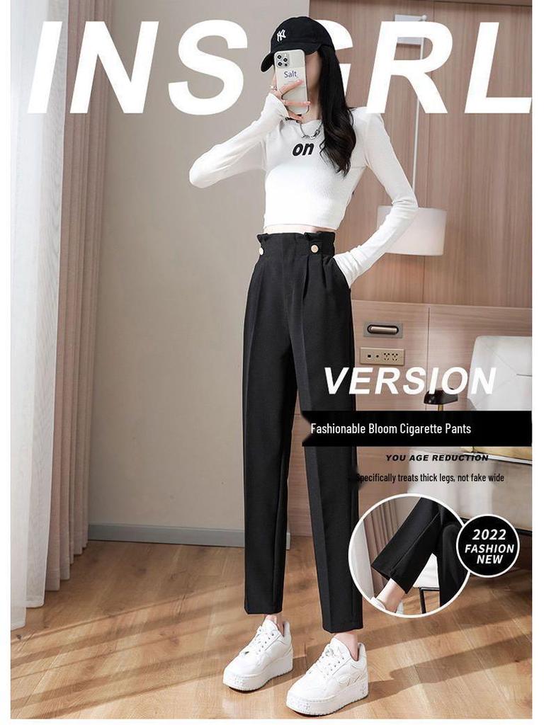 Women's High-Waisted Korean-Style Carrot Pants - Spring New Casual Harem Trousers