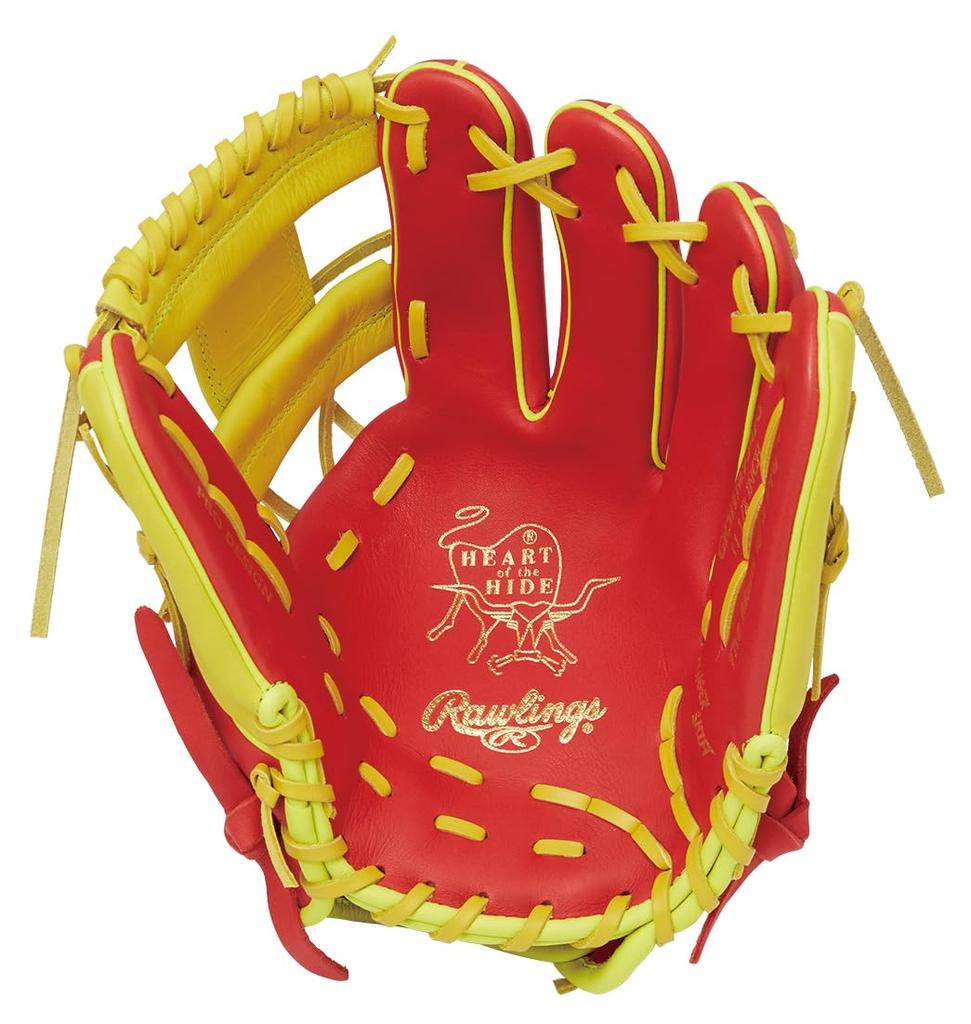 Rawlings baseball adult HOH MLB COLOR SYNC Size worn on left glove, size, softball, GR5HM934FS, Scarlet/Yellow [Infield], 11.5 (Right-handed throw,